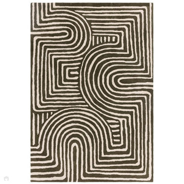 Reef RF30 Curve Modern Geometric Hand-Woven Wool Forest Green/Cream Rug-Asiatic Carpets-Rug Love - The Most Loved Rug Store